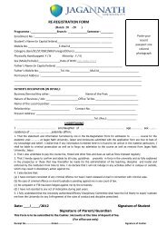 RE-REGISTRATION FORM - University In jaipur