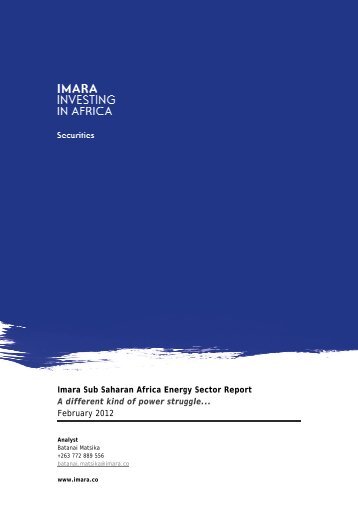 Imara Sub Saharan Africa  Energy Sector Report A different kind of ...