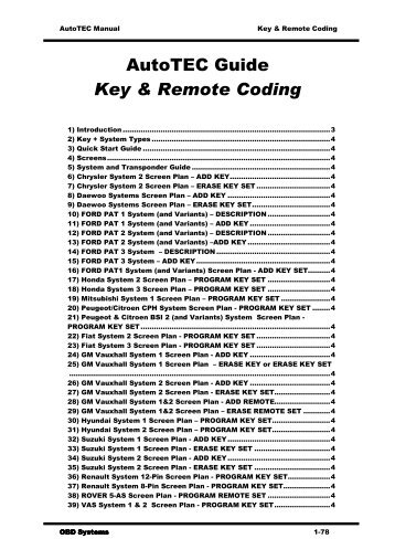 AutoTEC Guide Key & Remote Coding