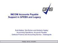 IMCOM Accounts Payable Support In GFEBS And Legacy