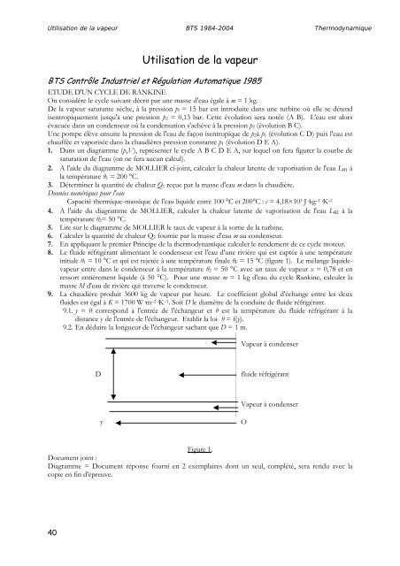 Utilisation de la vapeur - Académie de Nancy-Metz