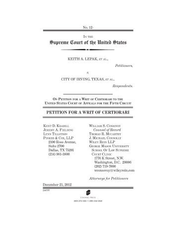 petitioned the U.S. Supreme Court to grant ... - Election Law Blog