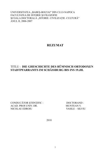rezumat - Institutul de Studii Doctorale