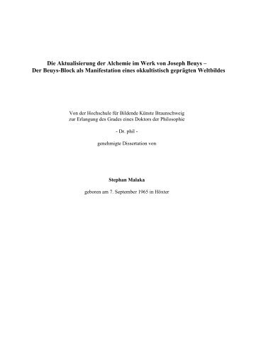 Die Aktualisierung der Alchemie im Werk von Joseph Beuys â€“ Der ...