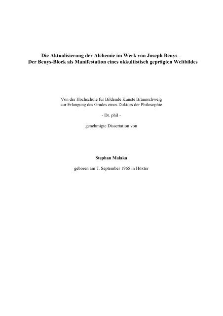 Die Aktualisierung der Alchemie im Werk von Joseph Beuys â€“ Der ...