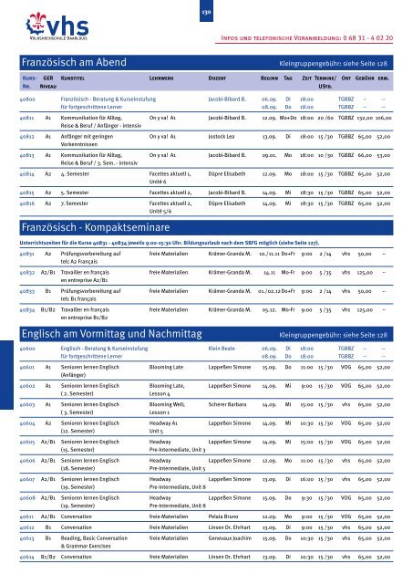 Programm - Volkshochschule Saarlouis