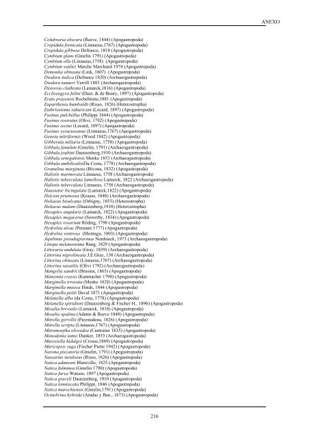 Lista de especies marinas de Canarias 2003. - Interreg Bionatura