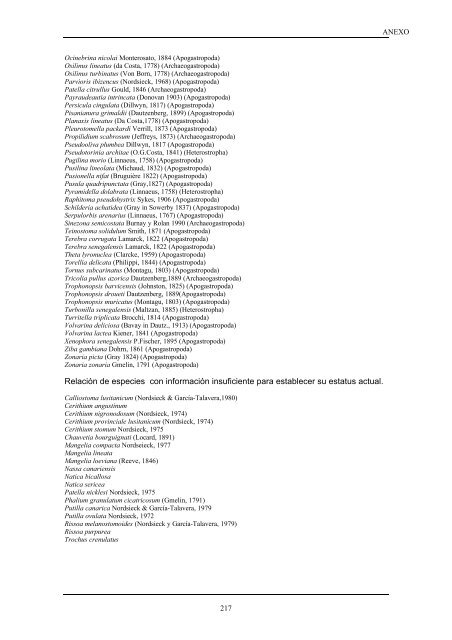 Lista de especies marinas de Canarias 2003. - Interreg Bionatura