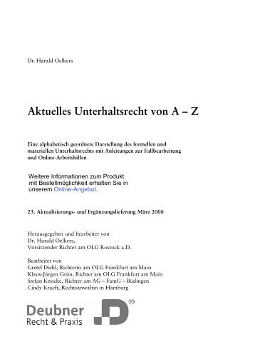 Aktuelles Unterhaltsrecht von A – Z