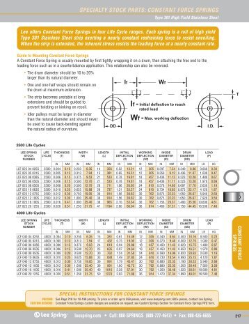 SPECIALTY STOCK PARTS: CONSTANT FORCE ... - Lee Spring