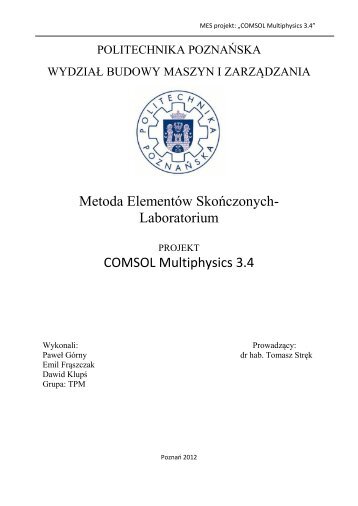 Laboratorium COMSOL Multiphysics 3.4 - tomasz strek home page