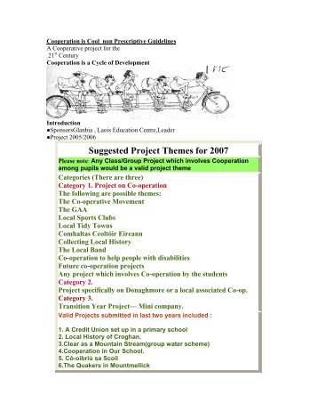 Suggested Project Themes for 2007 - Laois education Centre