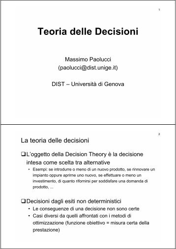 Teoria delle Decisioni - Massimo Paolucci
