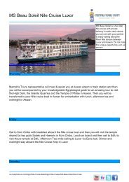 MS Beau Soleil Nile Cruise Luxor  - Memphis Tours