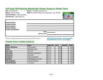 Flower Essence & Products Order Form (PDF) - Self Heal Distributing