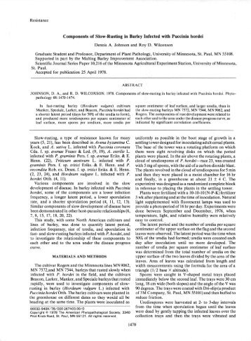 Components of Slow-Rusting in Barley Infected with Puccinia hordei ...