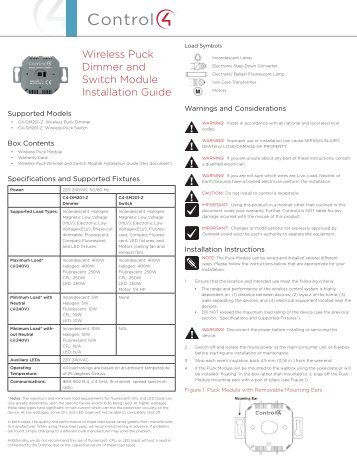 Wireless Puck Dimmer and Switch Module Installation Guide