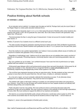 Positive thinking about Norfolk schools - Vincent Rhodes