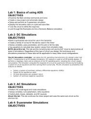 Lab 1: Basics of using ADS Lab 2: DC Simulations OBJECTIVES ...
