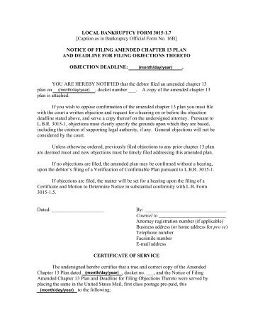 local bankruptcy form 3015-1.7 - notice of filing amended chapter 13 ...
