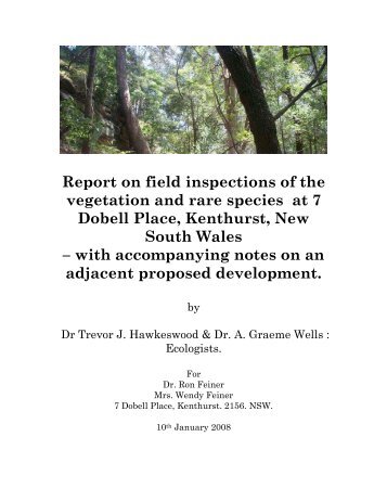 Report on field inspections of the vegetation and rare ... - Calodema