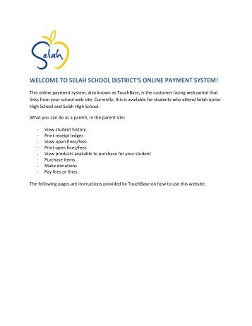 Online Payments SHS/JHS - Selah School District