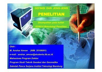 Definisi dan Jenis Penelitian - ITB