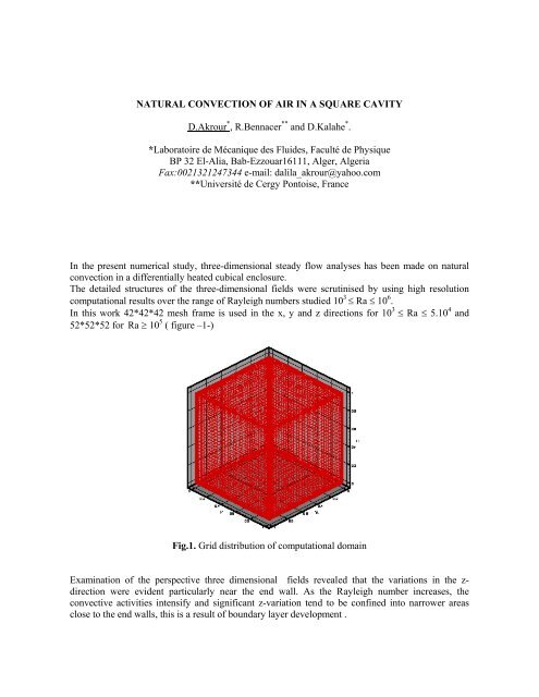 NATURAL CONVECTION OF AIR IN A SQUARE CAVITY D ... - ICHMT