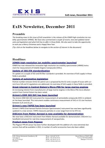 ExIS News, December 2011