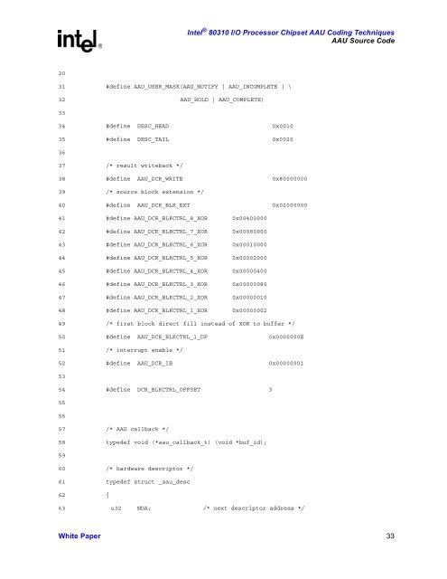 Intel 80310 I/O Processor Chipset AAU Coding Techniques