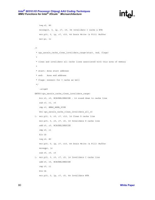 Intel 80310 I/O Processor Chipset AAU Coding Techniques