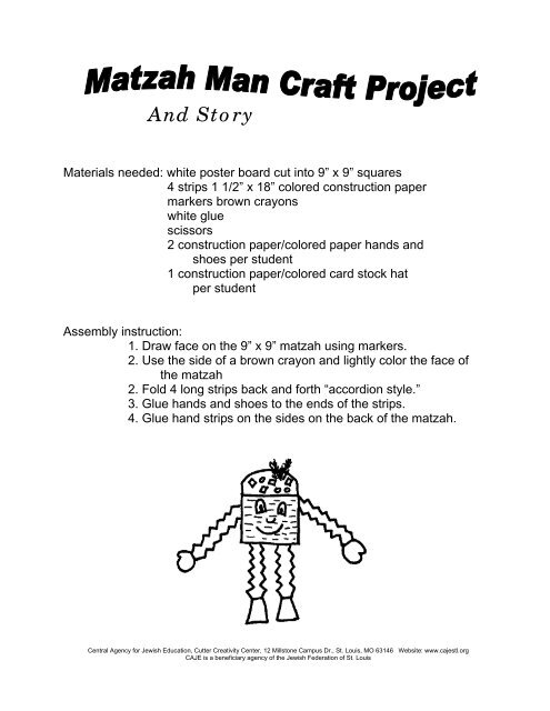 Matzah Man Puppet Craft & Story - Central Agency for Jewish ...
