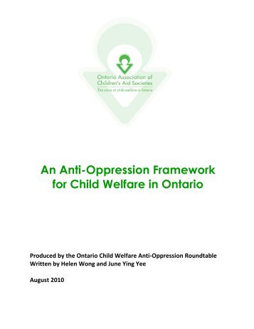 An Anti-Oppression Framework for Child Welfare in Ontario