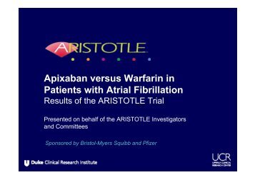 Apixaban versus Warfarin in Patients with Atrial Fibrillation