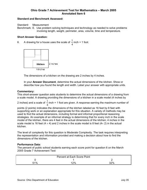 Ohio Grade 7 Achievement Test for Mathematics â March 2005 ...