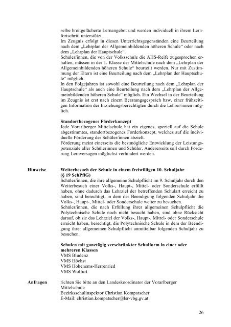 Handbuch Schulen in Vorarlberg 2011/12 - Landesschulrat für ...