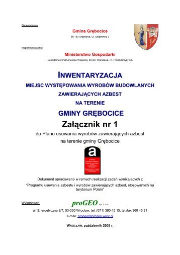 Inwentaryzacja miejsc wystepowania wyrobów ... - Gmina Grębocice