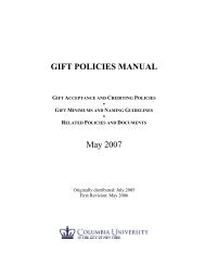 gift policies manual - Columbia University Administrative Policy Library