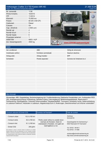 Volkswagen Crafter 2.5 TDI Kasten MR HD 21.490 EUR