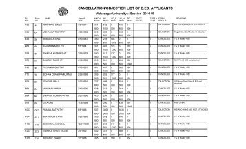 cancellation/objection list of b.ed. applicants - vidyasagar university