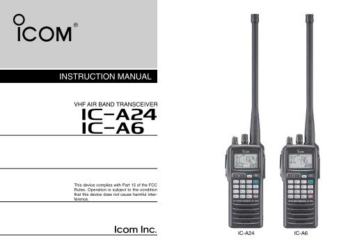 Ic A24 A6 Instruction Manual I Canada