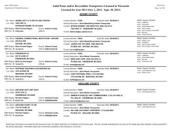 solid waste transporters by county [PDF] - Wisconsin Department of ...