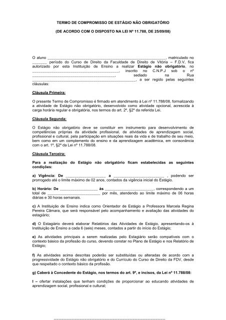 Cópia de Cópia de Termo de Compromisso - Obrigatório - 2021, PDF, Estágio