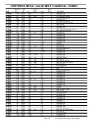 POWDERED METAL VALVE SEAT NUMERICAL LISTING - QualCast