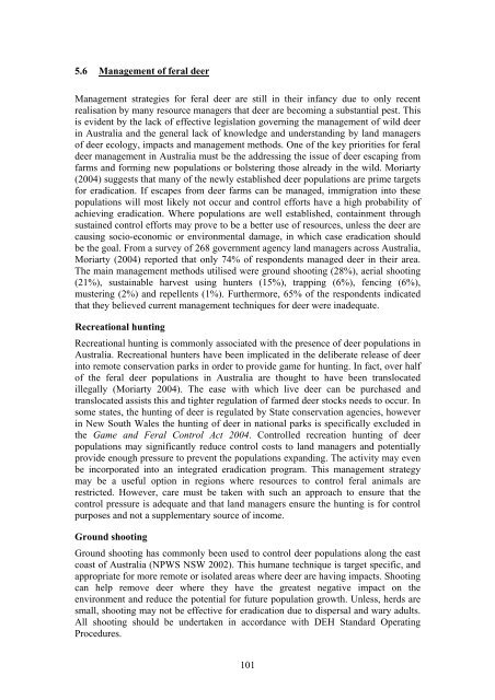 Review of the management of feral animals and their impact on ...