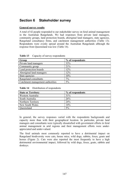 Review of the management of feral animals and their impact on ...