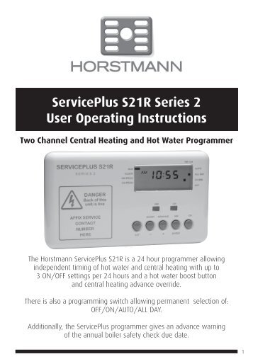 ServicePlus S21R Series 2 User Operating Instructions - Horstmann
