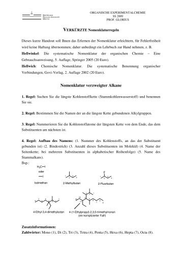 Nomenklatur verzweigter Alkane