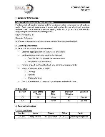 507 Well Logging & Form Evaluation - The Schulich School of ...