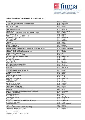 Liste des intermédiaires financiers selon l'art. 2 al. 3 LBA (IFDS ...